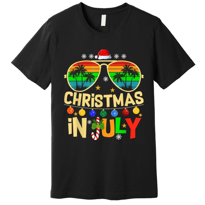 Santa Claus Sunglasses Beach Christmas In July Premium T-Shirt