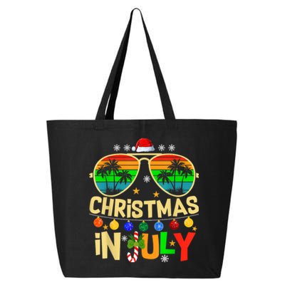 Santa Claus Sunglasses Beach Christmas In July 25L Jumbo Tote