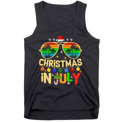 Santa Claus Sunglasses Beach Christmas In July Tank Top