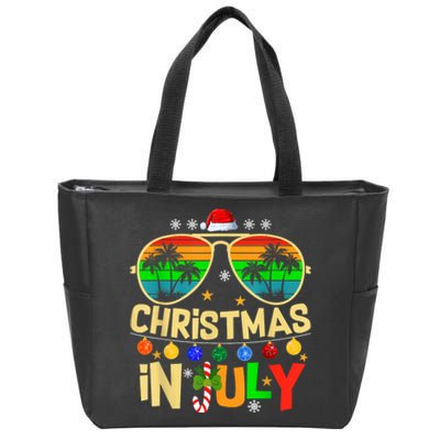 Santa Claus Sunglasses Beach Christmas In July Zip Tote Bag