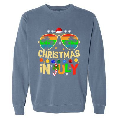 Santa Claus Sunglasses Beach Christmas In July Garment-Dyed Sweatshirt