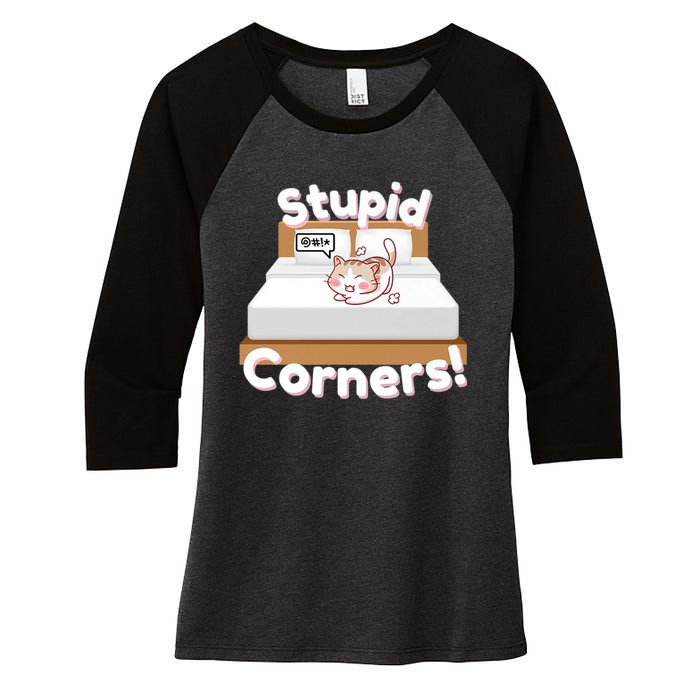 Stupid Corners! Women's Tri-Blend 3/4-Sleeve Raglan Shirt