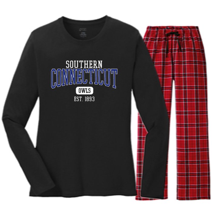 Southern C.O.N.N.E.C.T.I.C.U.T State Owls Est. Date Women's Long Sleeve Flannel Pajama Set 