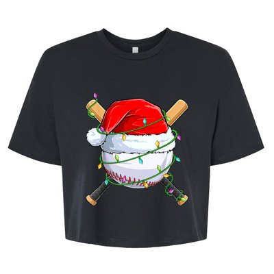 Santa Christmas Sports Women Christmas Baseball Player Bella+Canvas Jersey Crop Tee