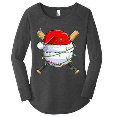 Santa Christmas Sports Women Christmas Baseball Player Women's Perfect Tri Tunic Long Sleeve Shirt