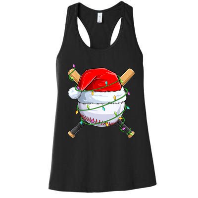 Santa Christmas Sports Women Christmas Baseball Player Women's Racerback Tank