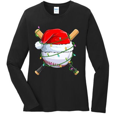 Santa Christmas Sports Women Christmas Baseball Player Ladies Long Sleeve Shirt