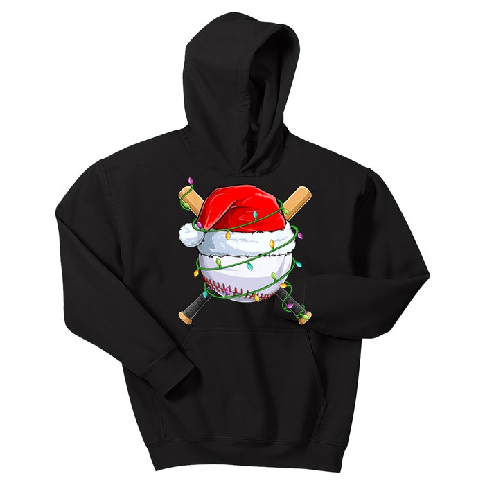 Santa Christmas Sports Women Christmas Baseball Player Kids Hoodie