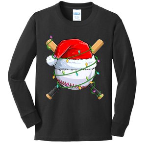 Santa Christmas Sports Women Christmas Baseball Player Kids Long Sleeve Shirt