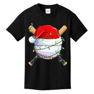 Santa Christmas Sports Women Christmas Baseball Player Kids T-Shirt