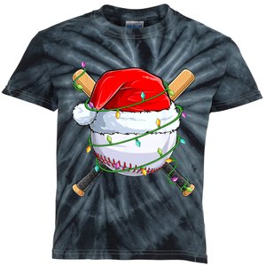 Santa Christmas Sports Women Christmas Baseball Player Kids Tie-Dye T-Shirt