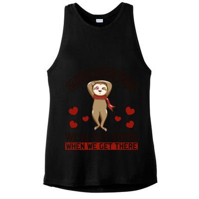 Sloth Cycling Team We'll Get There When We Get There Ladies PosiCharge Tri-Blend Wicking Tank