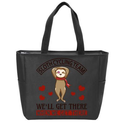 Sloth Cycling Team We'll Get There When We Get There Zip Tote Bag