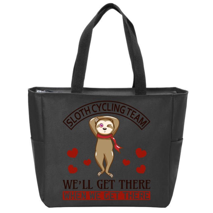 Sloth Cycling Team We'll Get There When We Get There Zip Tote Bag