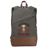 Sloth Cycling Team We'll Get There When We Get There Cotton Canvas Backpack
