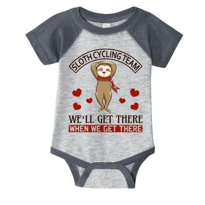 Sloth Cycling Team We'll Get There When We Get There Infant Baby Jersey Bodysuit