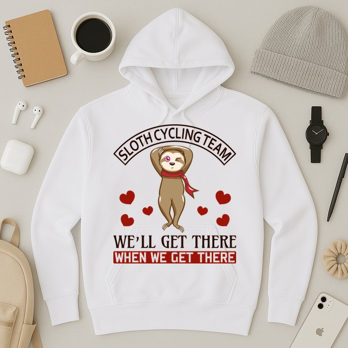 Sloth Cycling Team We'll Get There When We Get There Hoodie