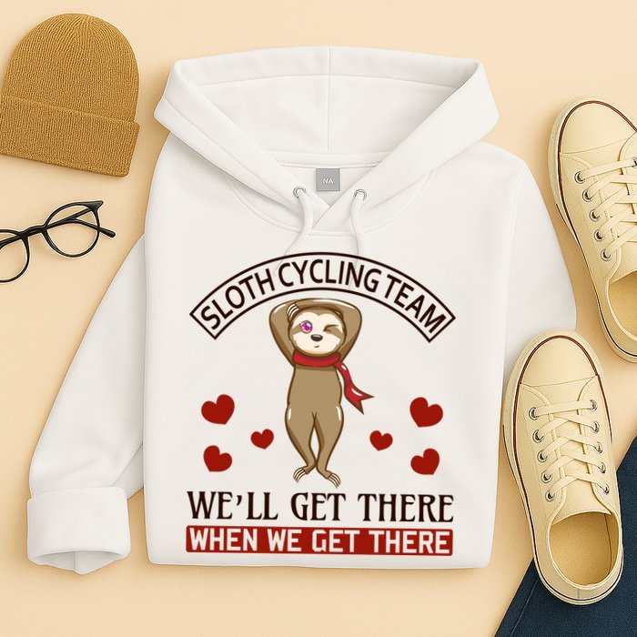 Sloth Cycling Team We'll Get There When We Get There Hoodie
