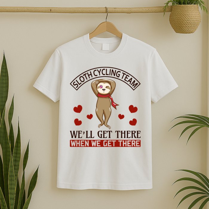 Sloth Cycling Team We'll Get There When We Get There T-Shirt