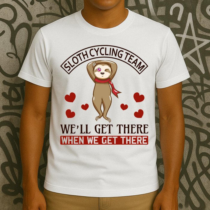 Sloth Cycling Team We'll Get There When We Get There T-Shirt