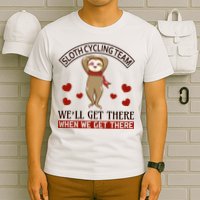 Sloth Cycling Team We'll Get There When We Get There T-Shirt