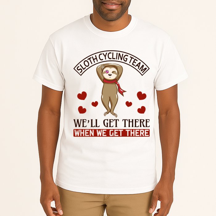 Sloth Cycling Team We'll Get There When We Get There Tall T-Shirt