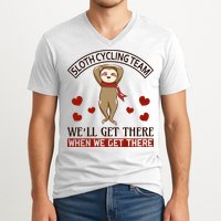 Sloth Cycling Team We'll Get There When We Get There V-Neck T-Shirt