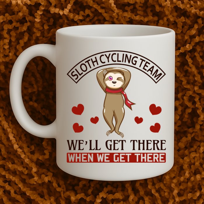 Sloth Cycling Team We'll Get There When We Get There Mug