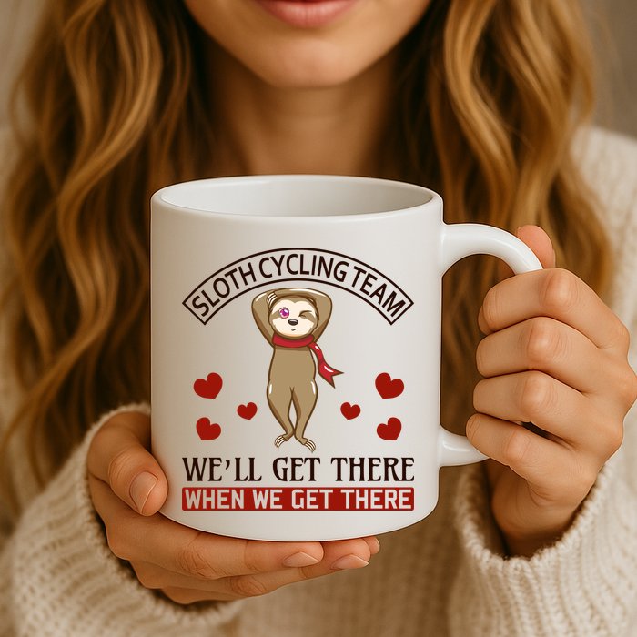Sloth Cycling Team We'll Get There When We Get There Mug