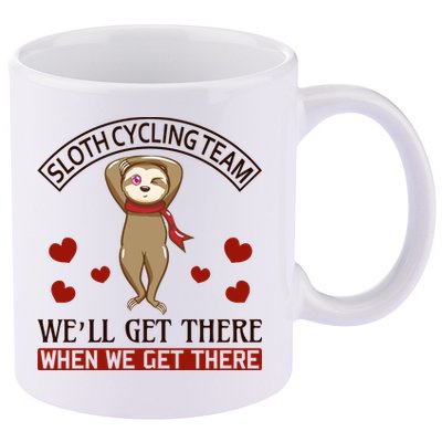 Sloth Cycling Team We'll Get There When We Get There 11oz C Handle Ceramic Mug