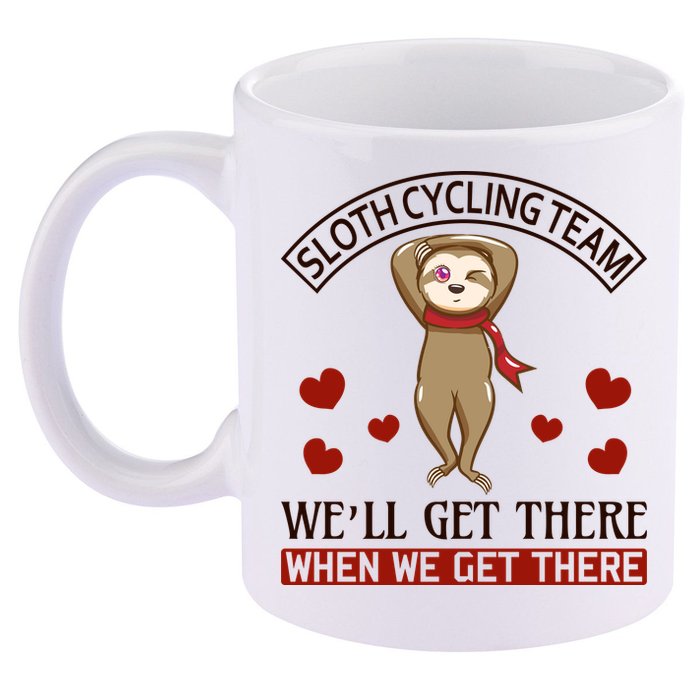 Sloth Cycling Team We'll Get There When We Get There 11oz C Handle Ceramic Mug