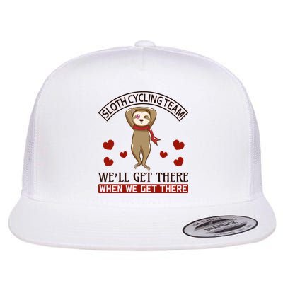 Sloth Cycling Team We'll Get There When We Get There Flat Bill Trucker Hat