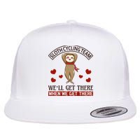 Sloth Cycling Team We'll Get There When We Get There Flat Bill Trucker Hat