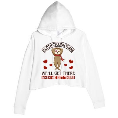 Sloth Cycling Team We'll Get There When We Get There Crop Fleece Hoodie