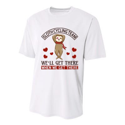 Sloth Cycling Team We'll Get There When We Get There Youth Performance Sprint T-Shirt