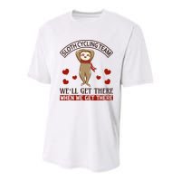 Sloth Cycling Team We'll Get There When We Get There Youth Performance Sprint T-Shirt