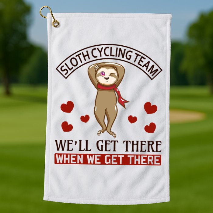 Sloth Cycling Team We'll Get There When We Get There Golf Towel