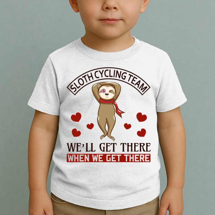 Sloth Cycling Team We'll Get There When We Get There Toddler T-Shirt