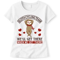 Sloth Cycling Team We'll Get There When We Get There Womens T-Shirt