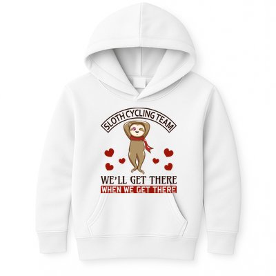 Sloth Cycling Team We'll Get There When We Get There Kids Hoodie
