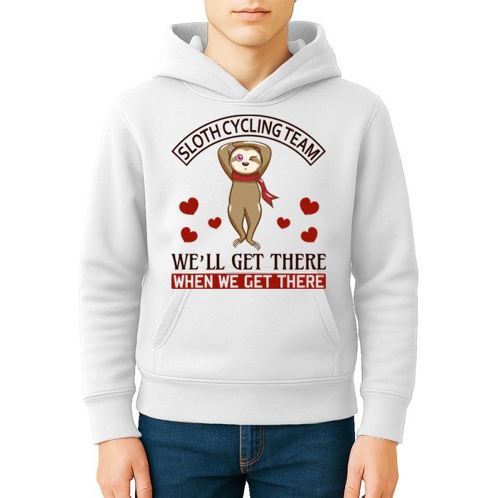 Sloth Cycling Team We'll Get There When We Get There Kids Hoodie