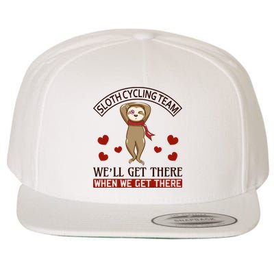 Sloth Cycling Team We'll Get There When We Get There Wool Snapback Cap