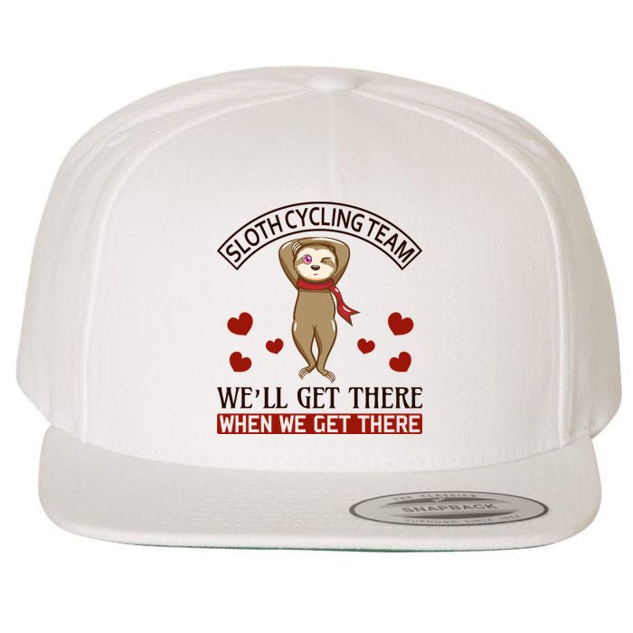 Sloth Cycling Team We'll Get There When We Get There Wool Snapback Cap