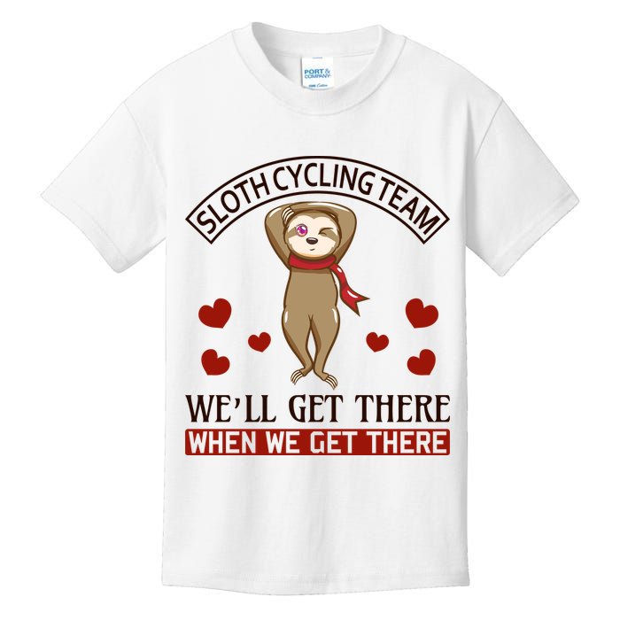 Sloth Cycling Team We'll Get There When We Get There Kids T-Shirt