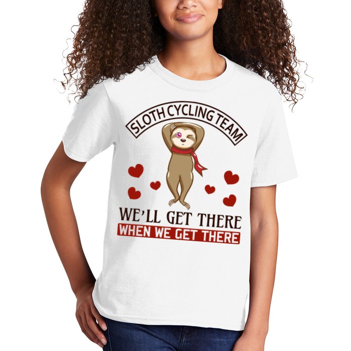 Sloth Cycling Team We'll Get There When We Get There Kids T-Shirt