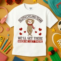 Sloth Cycling Team We'll Get There When We Get There Kids T-Shirt