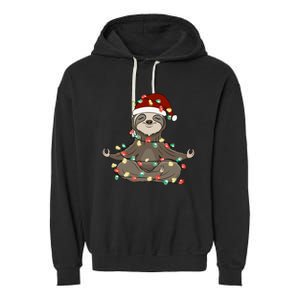 Sloth Christmas Tree Funny Yoga Sloth Garment-Dyed Fleece Hoodie