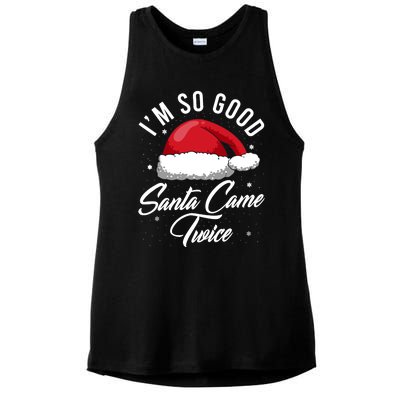 Santa Came Twice - Funny Christmas Pun Ladies PosiCharge Tri-Blend Wicking Tank