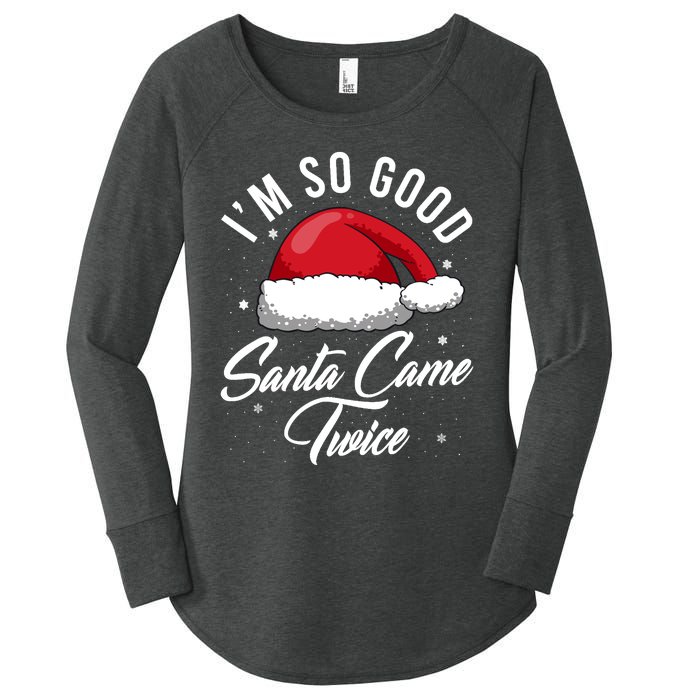 Santa Came Twice - Funny Christmas Pun Women's Perfect Tri Tunic Long Sleeve Shirt