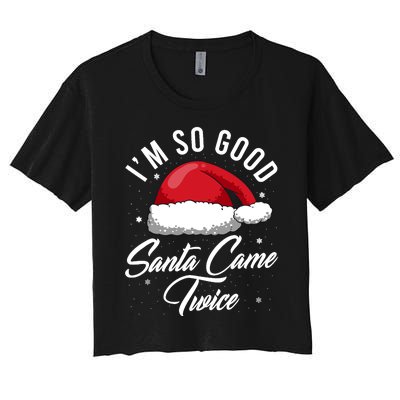 Santa Came Twice - Funny Christmas Pun Women's Crop Top Tee